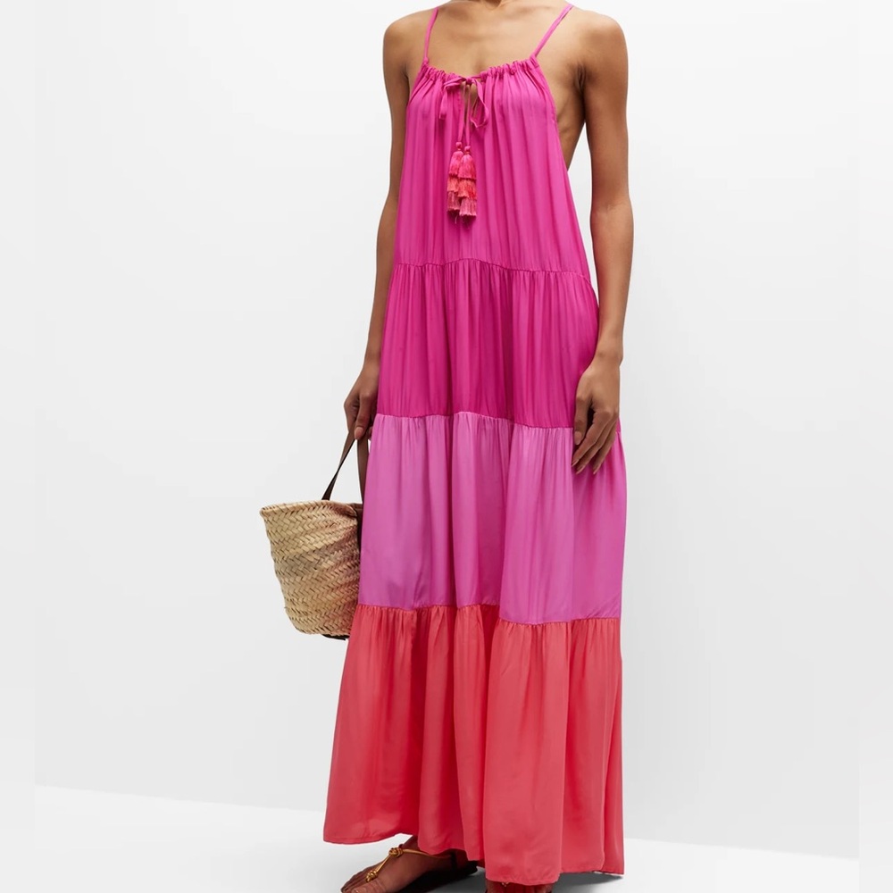 Tommy Bahama Colorblock Midi Tiered Dress